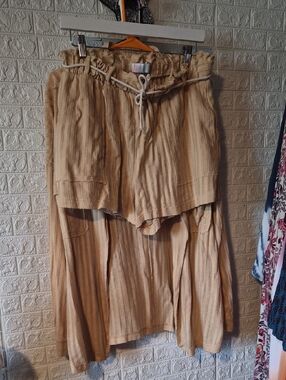 Casual Drawstring Waist Beige yellow 2 piece short set Free people beach
